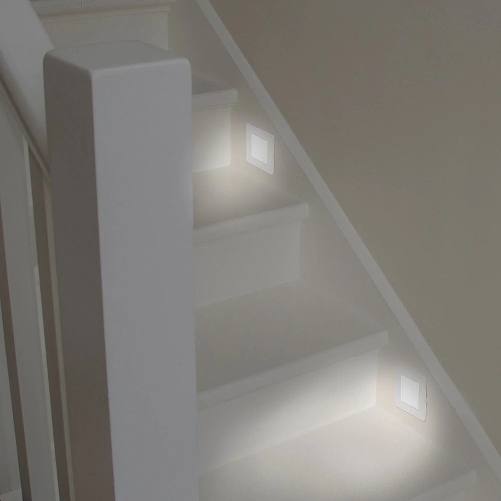The Eldon Collection White Metal Flat Plate LED Stair Light - Cool White
