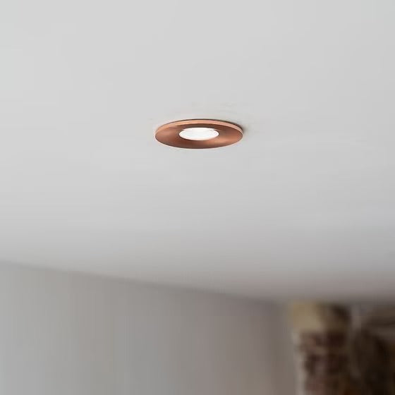 Soho Brushed Copper LED Downlights, Fire Rated, Fixed, IP65, CCT Switch, High CRI, Dimmable