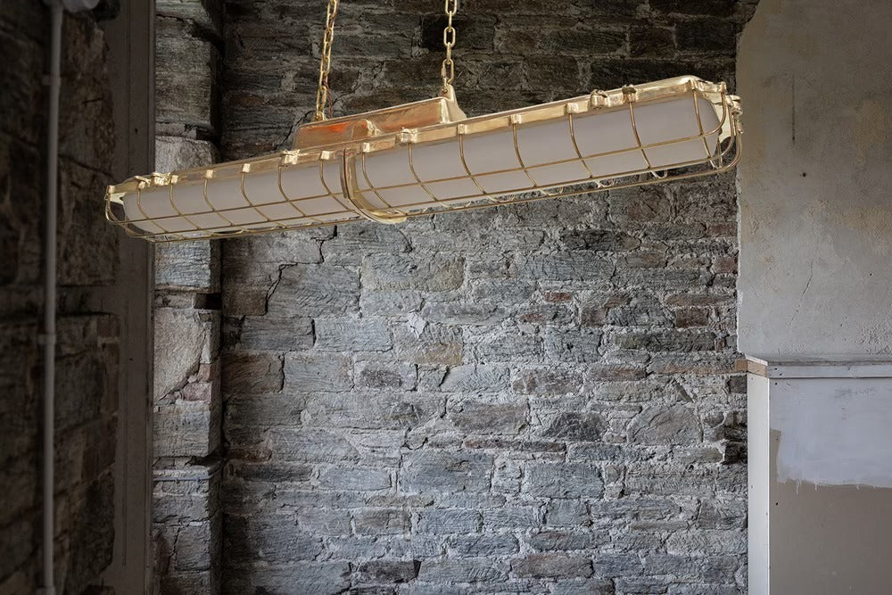 Soho Lighting Warwick Brass Industrial Strip Large Pendant Light - The Statement Collection