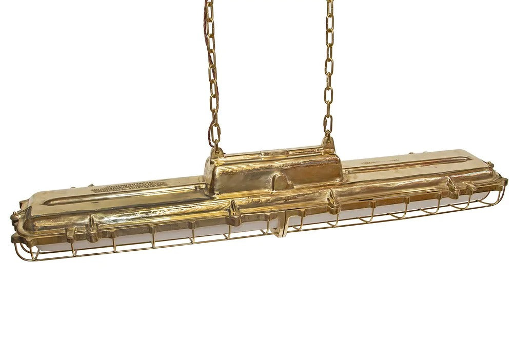 Soho Lighting Warwick Brass Industrial Strip Large Pendant Light - The Statement Collection