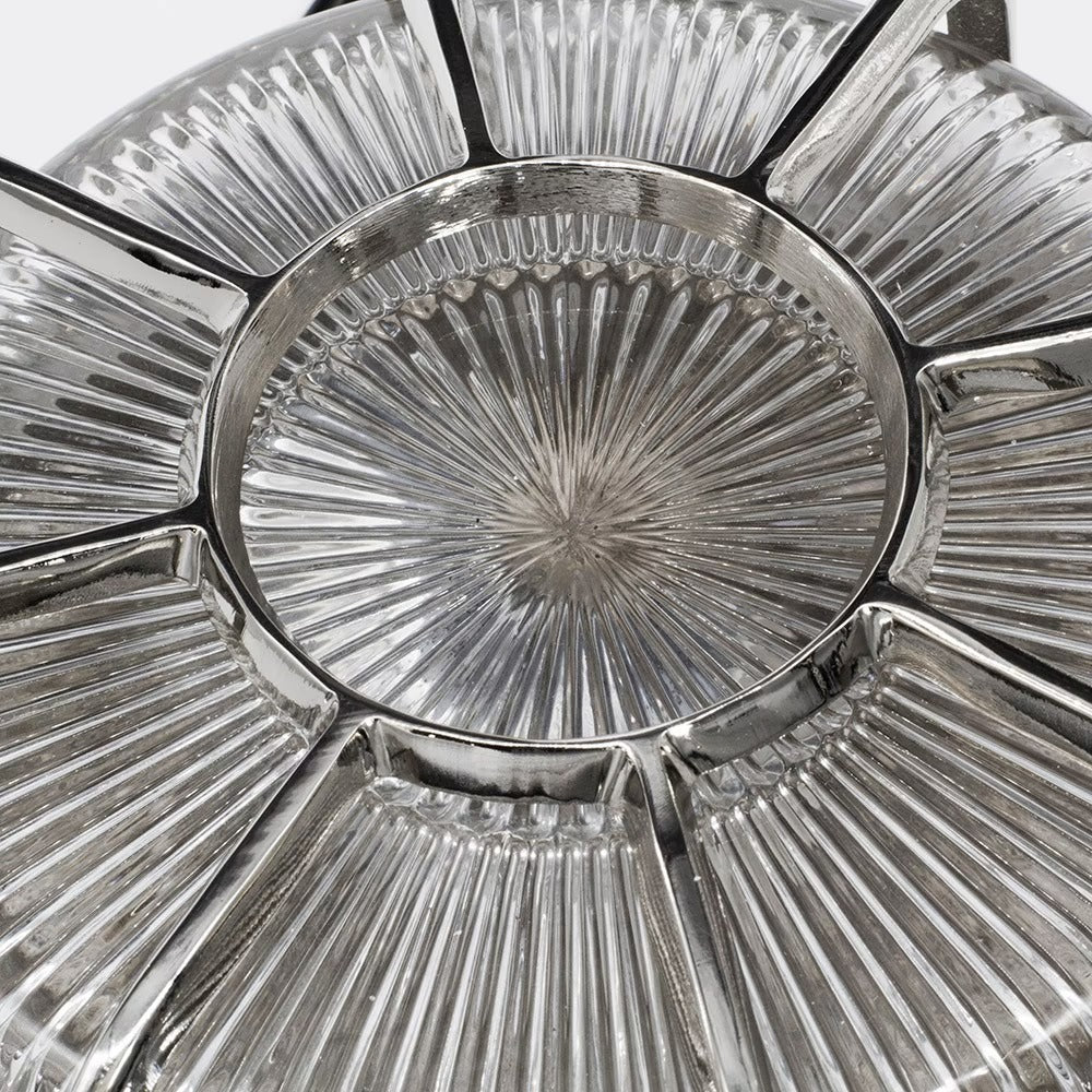 Soho Lighting Carlisle Web Prismatic Glass IP65 Outdoor & Bathroom Nickel Bulkhead Wall Light