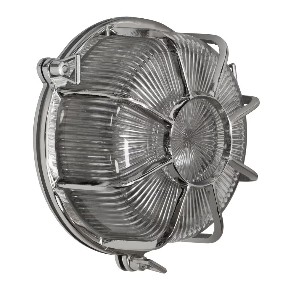 Soho Lighting Carlisle Web Prismatic Glass IP65 Outdoor & Bathroom Nickel Bulkhead Wall Light
