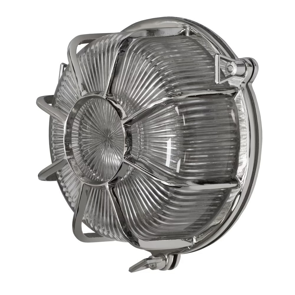 Soho Lighting Carlisle Web Prismatic Glass IP65 Outdoor & Bathroom Nickel Bulkhead Wall Light