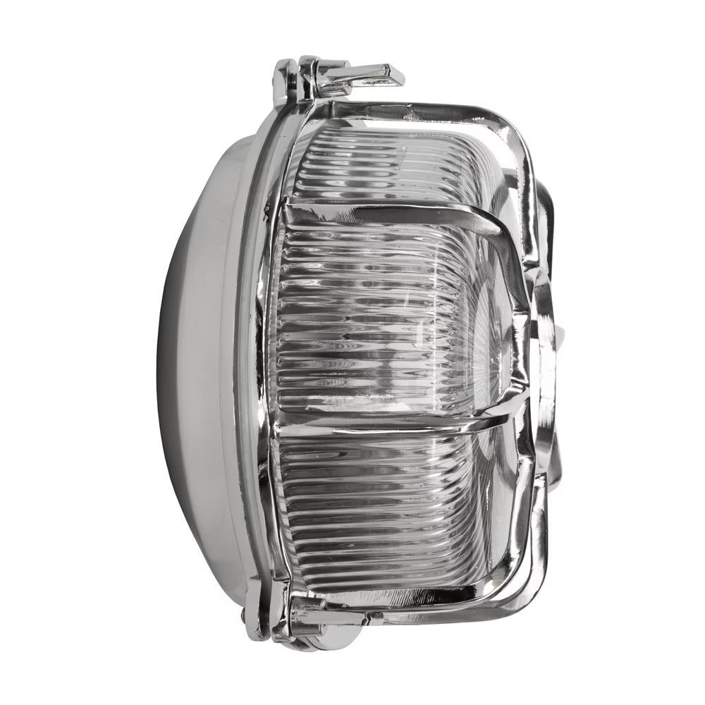 Soho Lighting Carlisle Web Prismatic Glass IP65 Outdoor & Bathroom Nickel Bulkhead Wall Light