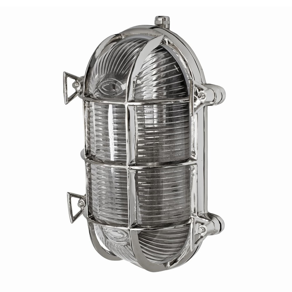 Soho Lighting Flaxman IP65 Outdoor & Bathroom Nickel Bulkhead Wall Light